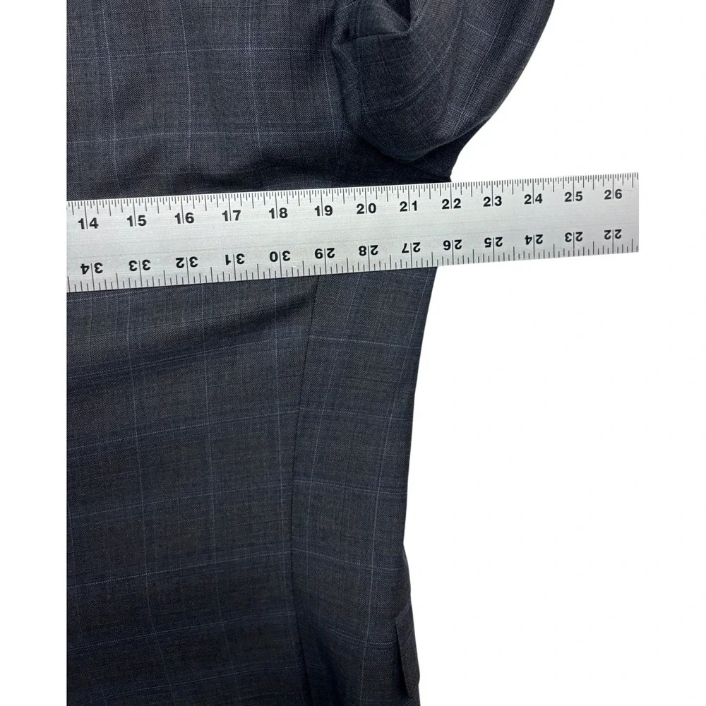 Hart Schaffner Marx 40L 34x30 Charcoal Windowpane 2pc Pant Suit USA Wool Chicago